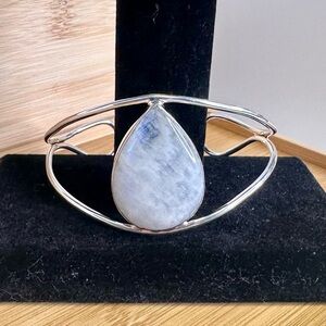 ARYA ESHA jTV Sterling Silver Sparkling Blue White Moonstone Cuff Bracelet; NEW